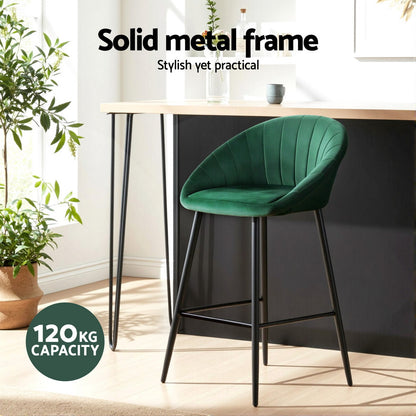 Artiss 4x Bar Stools Kitchen Dining Chair Counter Stool Tub Velvet Metal Green-Furniture > Bar Stools &amp; Chairs > Table &amp; Bar Stools-PEROZ Accessories