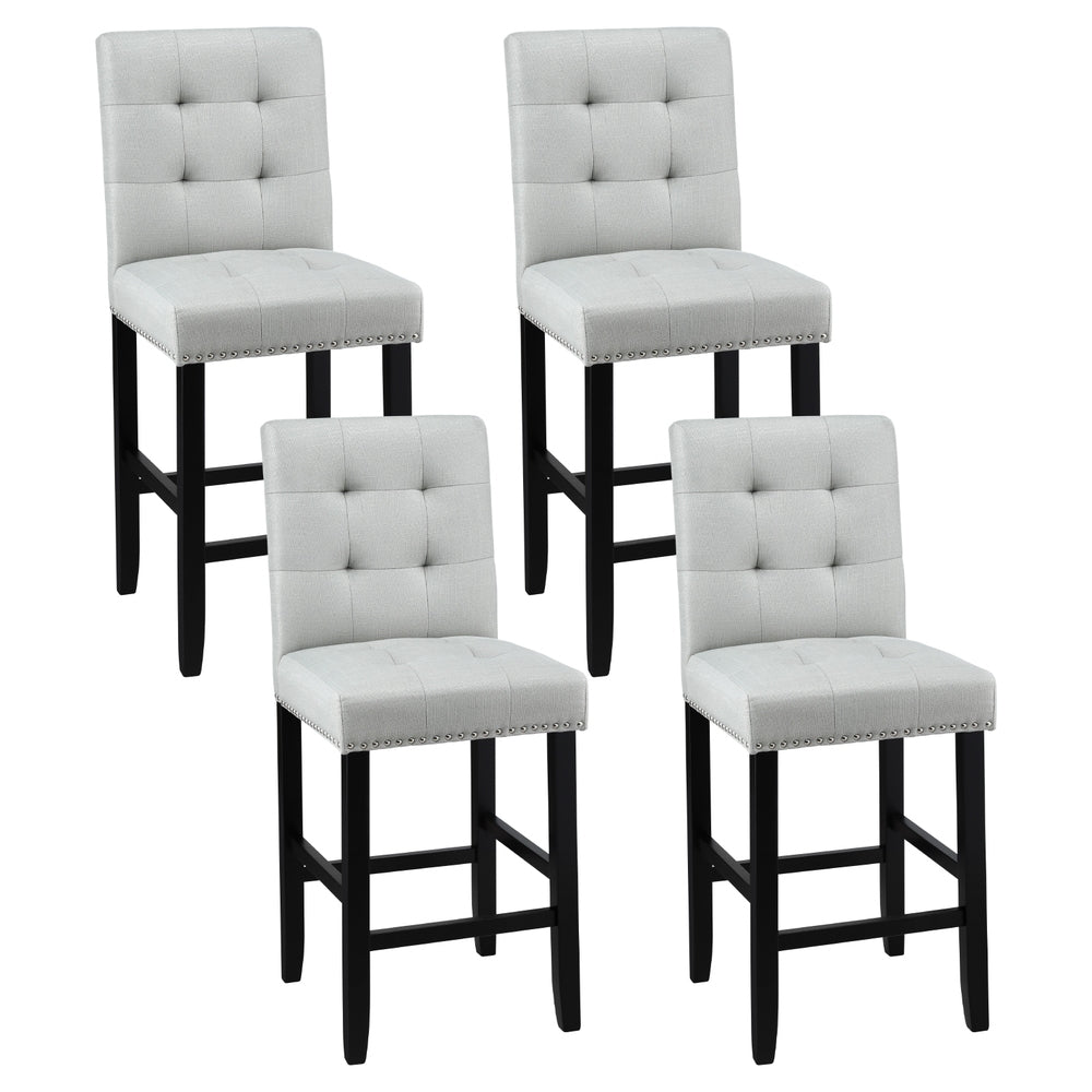 Artiss 4x Bar Stools Kitchen Dining Chairs Counter Fabric Stool Wooden Ada Grey-Furniture > Bar Stools &amp; Chairs > Table &amp; Bar Stools-PEROZ Accessories