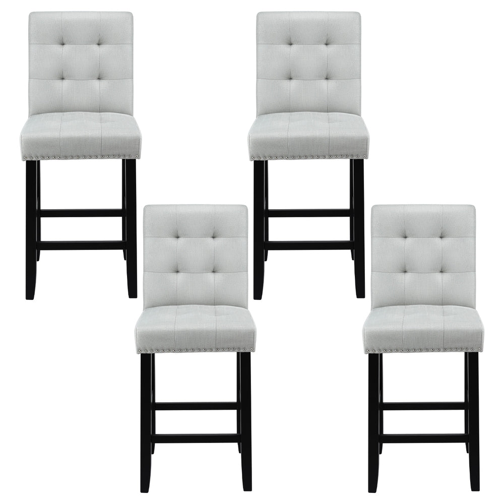 Artiss 4x Bar Stools Kitchen Dining Chairs Counter Fabric Stool Wooden Ada Grey-Furniture > Bar Stools &amp; Chairs > Table &amp; Bar Stools-PEROZ Accessories