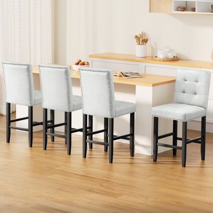 Artiss 4x Bar Stools Kitchen Dining Chairs Counter Fabric Stool Wooden Ada Grey-Furniture > Bar Stools &amp; Chairs > Table &amp; Bar Stools-PEROZ Accessories