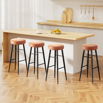 Artiss 4x Bar Stools Kitchen Dining Chairs Counter Round PU leather Lane Brown-Furniture > Bar Stools &amp; Chairs > Table &amp; Bar Stools-PEROZ Accessories