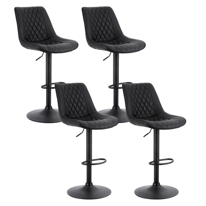 Artiss 4x Bar Stools Kitchen Swivel Gas Lift Counter Chair Diamond Leather Black-Furniture > Bar Stools &amp; Chairs > Table &amp; Bar Stools-PEROZ Accessories