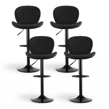 Artiss 4x Bar Stools Kitchen Swivel Gas Lift Counter Chair Shell Leather Black-Furniture > Bar Stools &amp; Chairs > Table &amp; Bar Stools-PEROZ Accessories