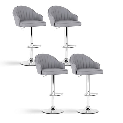 Artiss 4x Bar Stools Kitchen Swivel Gas Lift Counter Chair Shell Leather Grey-Furniture > Bar Stools &amp; Chairs > Table &amp; Bar Stools-PEROZ Accessories