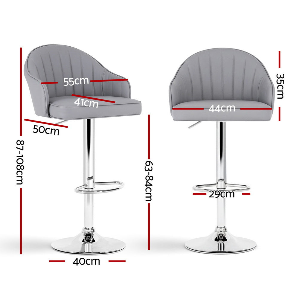 Artiss 4x Bar Stools Kitchen Swivel Gas Lift Counter Chair Shell Leather Grey-Furniture > Bar Stools &amp; Chairs > Table &amp; Bar Stools-PEROZ Accessories