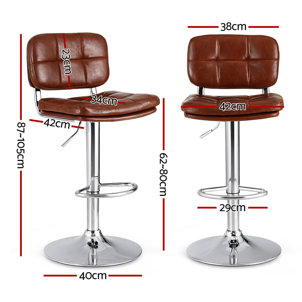 Artiss 4x Bar Stools Kitchen Swivel Gas Lift Counter Chair Tuft PU Leather Brown-Furniture > Bar Stools &amp; Chairs > Table &amp; Bar Stools-PEROZ Accessories