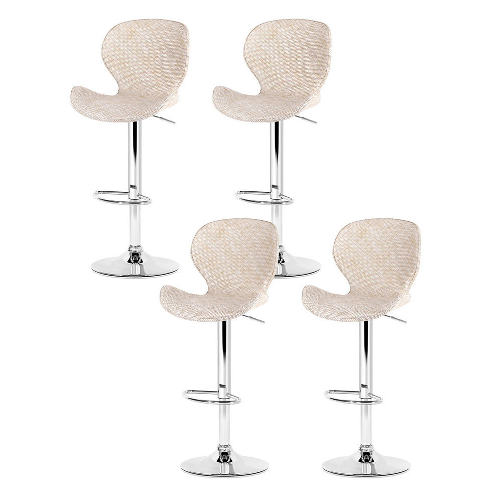 Artiss 4x Bar Stools Kitchen Swivel Gas Lift Counter Chair Wing PE Rattan Beige-Furniture > Bar Stools &amp; Chairs > Table &amp; Bar Stools-PEROZ Accessories