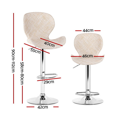 Artiss 4x Bar Stools Kitchen Swivel Gas Lift Counter Chair Wing PE Rattan Beige-Furniture > Bar Stools &amp; Chairs > Table &amp; Bar Stools-PEROZ Accessories