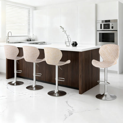 Artiss 4x Bar Stools Kitchen Swivel Gas Lift Counter Chair Wing PE Rattan Beige-Furniture > Bar Stools &amp; Chairs > Table &amp; Bar Stools-PEROZ Accessories