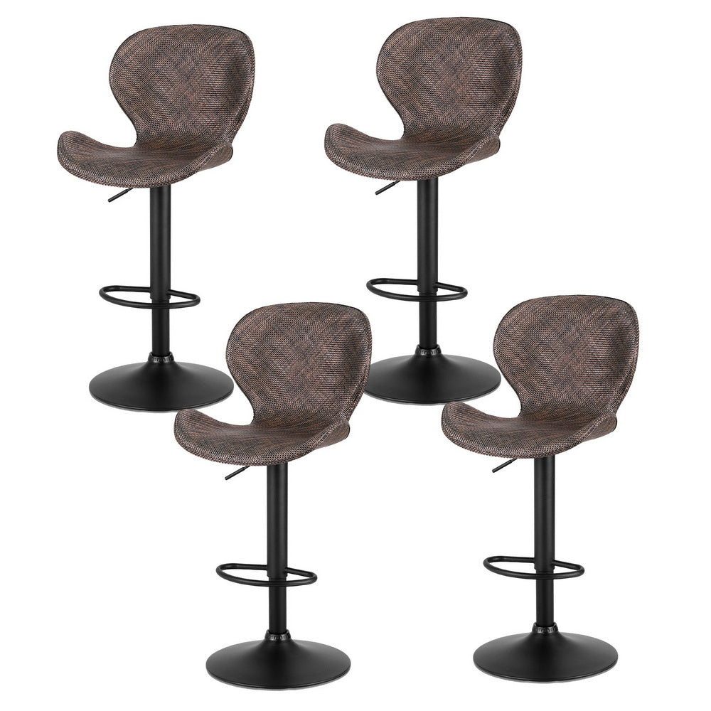 Artiss 4x Bar Stools Kitchen Swivel Gas Lift Counter Chair Wing PE Rattan Brown-Furniture > Bar Stools &amp; Chairs > Table &amp; Bar Stools-PEROZ Accessories
