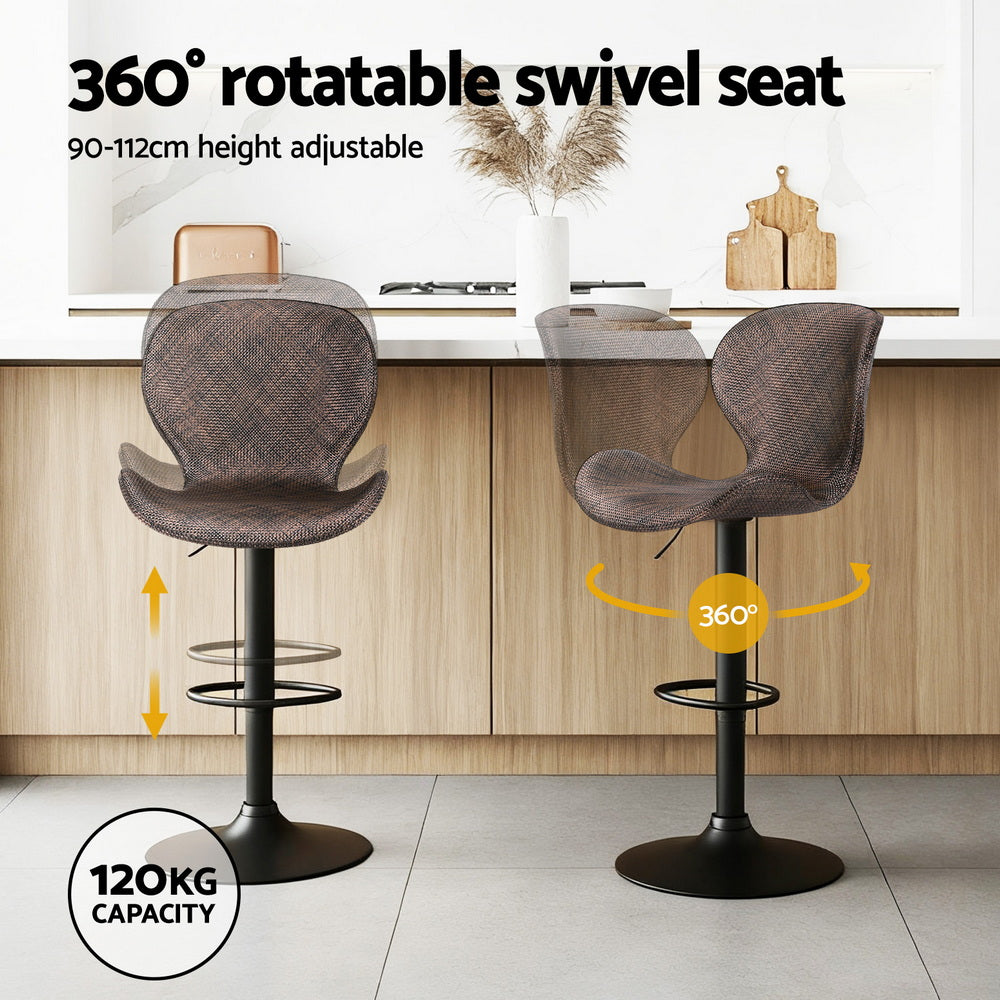 Artiss 4x Bar Stools Kitchen Swivel Gas Lift Counter Chair Wing PE Rattan Brown-Furniture > Bar Stools &amp; Chairs > Table &amp; Bar Stools-PEROZ Accessories