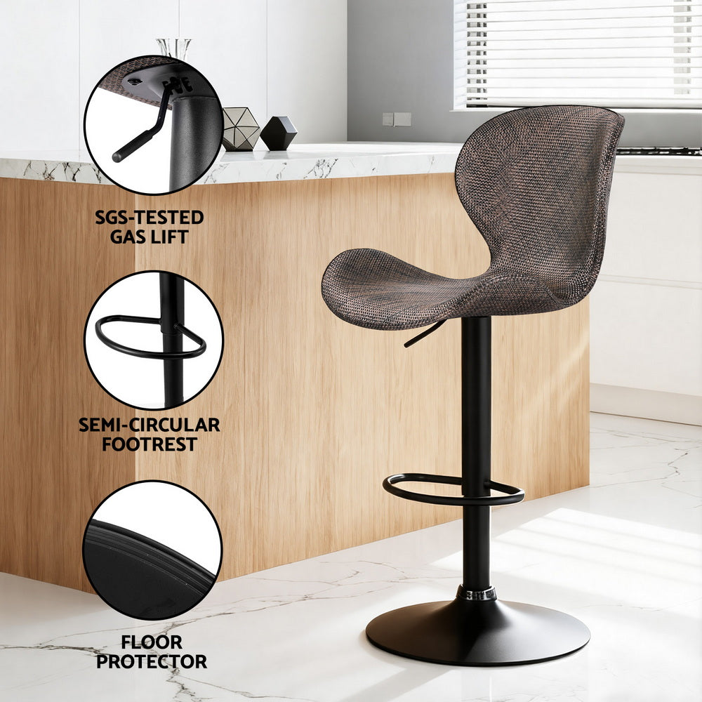 Artiss 4x Bar Stools Kitchen Swivel Gas Lift Counter Chair Wing PE Rattan Brown-Furniture > Bar Stools &amp; Chairs > Table &amp; Bar Stools-PEROZ Accessories