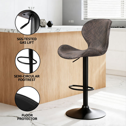 Artiss 4x Bar Stools Kitchen Swivel Gas Lift Counter Chair Wing PE Rattan Brown-Furniture > Bar Stools &amp; Chairs > Table &amp; Bar Stools-PEROZ Accessories