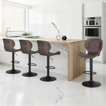 Artiss 4x Bar Stools Kitchen Swivel Gas Lift Counter Chair Wing PE Rattan Brown-Furniture > Bar Stools &amp; Chairs > Table &amp; Bar Stools-PEROZ Accessories