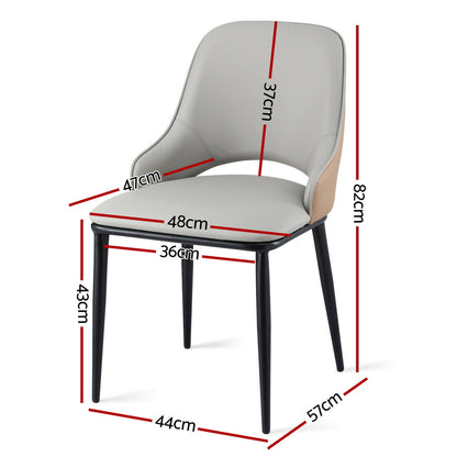 Artiss 4x Dining Chairs Hollow PU Leather Kitchen Lounge Cafe Accent Chair Grey-Furniture > Dining > Kitchen &amp; Dining Chairs-PEROZ Accessories