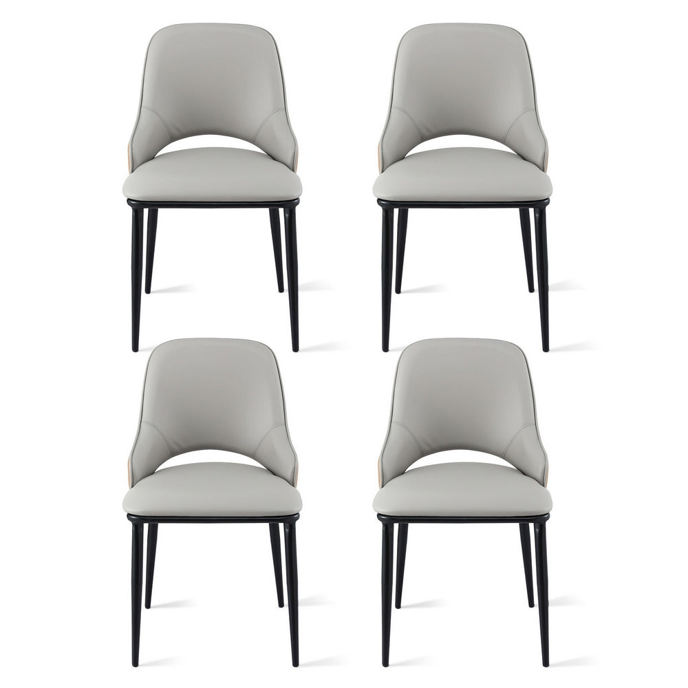 Artiss 4x Dining Chairs Hollow PU Leather Kitchen Lounge Cafe Accent Chair Grey-Furniture > Dining > Kitchen &amp; Dining Chairs-PEROZ Accessories