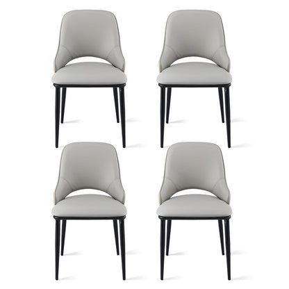 Artiss 4x Dining Chairs Hollow PU Leather Kitchen Lounge Cafe Accent Chair Grey-Furniture > Dining > Kitchen &amp; Dining Chairs-PEROZ Accessories