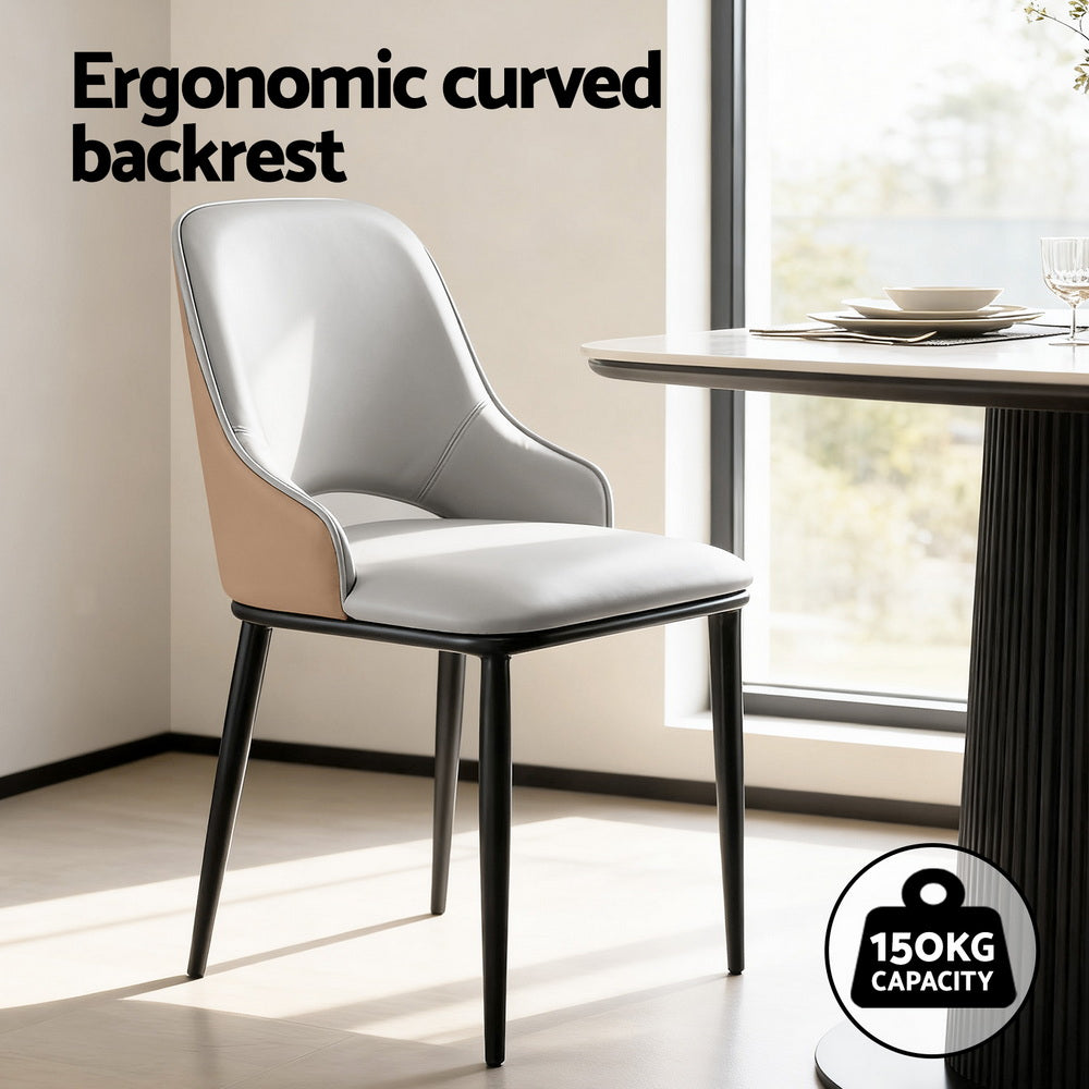 Artiss 4x Dining Chairs Hollow PU Leather Kitchen Lounge Cafe Accent Chair Grey-Furniture > Dining > Kitchen &amp; Dining Chairs-PEROZ Accessories