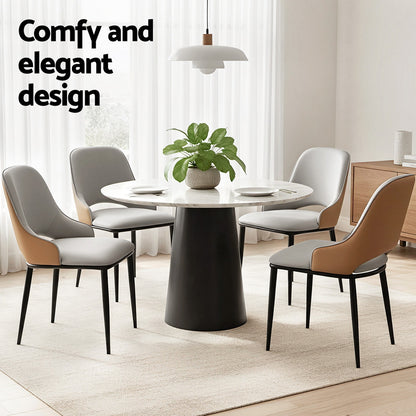 Artiss 4x Dining Chairs Hollow PU Leather Kitchen Lounge Cafe Accent Chair Grey-Furniture > Dining > Kitchen &amp; Dining Chairs-PEROZ Accessories