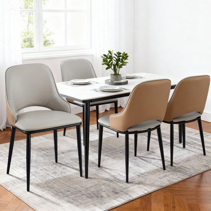 Artiss 4x Dining Chairs Hollow PU Leather Kitchen Lounge Cafe Accent Chair Grey-Furniture > Dining > Kitchen &amp; Dining Chairs-PEROZ Accessories