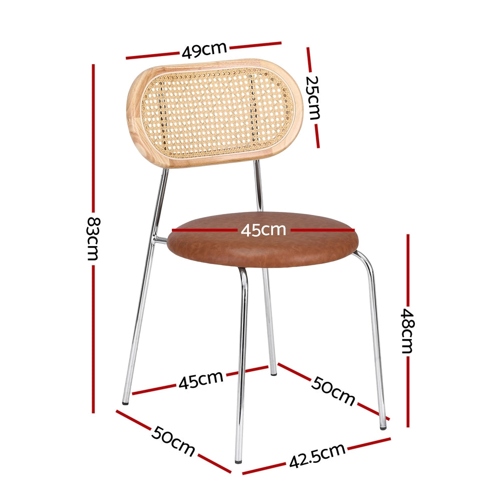 Artiss 4x Dining Chairs PU Leather Rattan Kitchen Lounge Cafe Accent Chair Brown-Furniture > Dining > Kitchen &amp; Dining Chairs-PEROZ Accessories