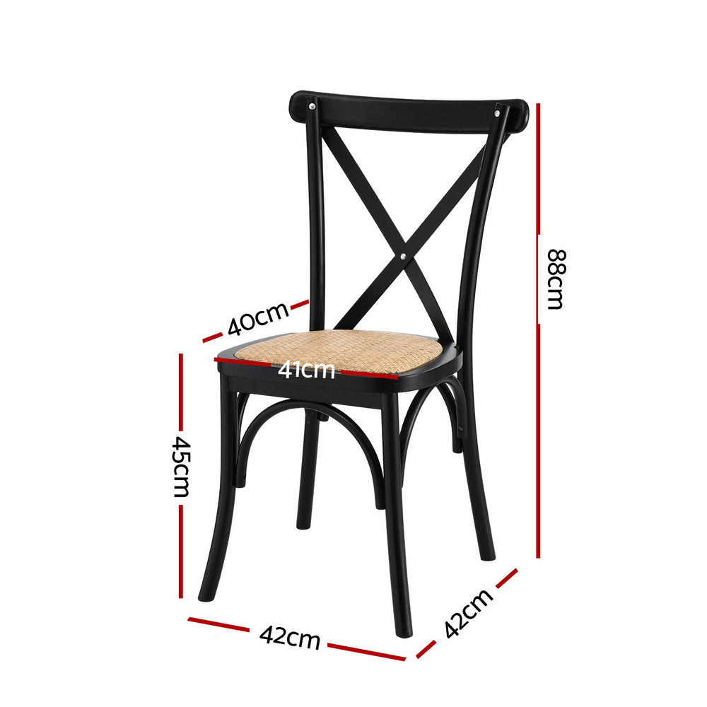 Artiss 4x Dining Chairs Rattan Wooden Kitchen Accent Chair Cafe Lounge Rubber Wood-Furniture > Dining > Kitchen &amp; Dining Chairs-PEROZ Accessories