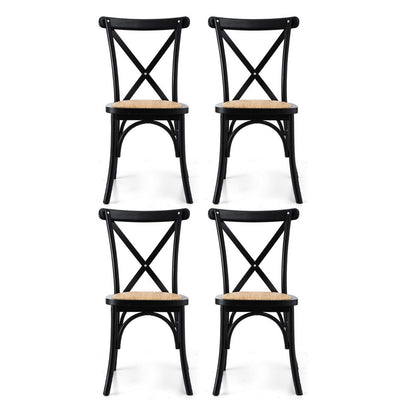 Artiss 4x Dining Chairs Rattan Wooden Kitchen Accent Chair Cafe Lounge Rubber Wood-Furniture > Dining > Kitchen &amp; Dining Chairs-PEROZ Accessories