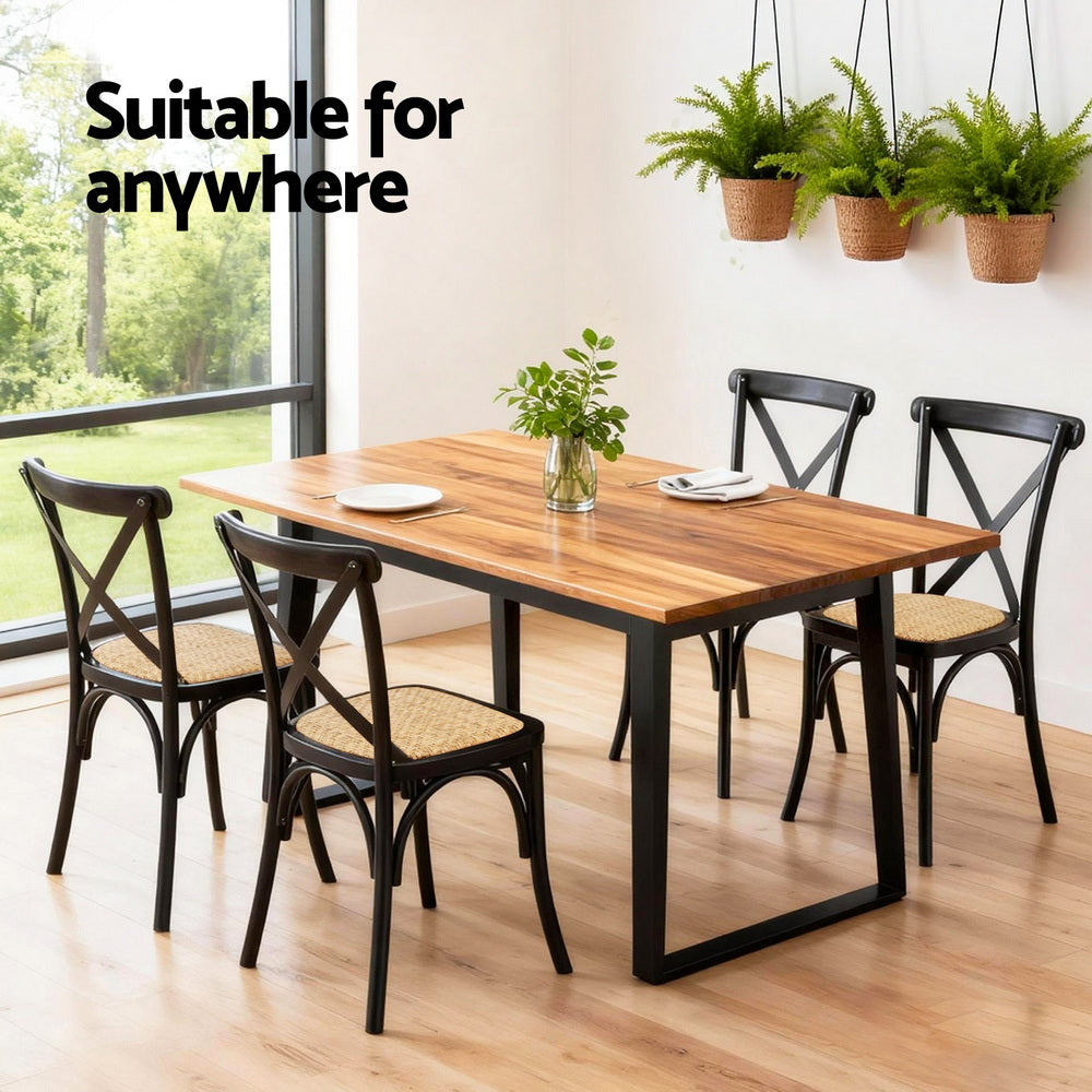 Artiss 4x Dining Chairs Rattan Wooden Kitchen Accent Chair Cafe Lounge Rubber Wood-Furniture > Dining > Kitchen &amp; Dining Chairs-PEROZ Accessories
