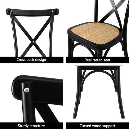 Artiss 4x Dining Chairs Rattan Wooden Kitchen Accent Chair Cafe Lounge Rubber Wood-Furniture > Dining > Kitchen &amp; Dining Chairs-PEROZ Accessories