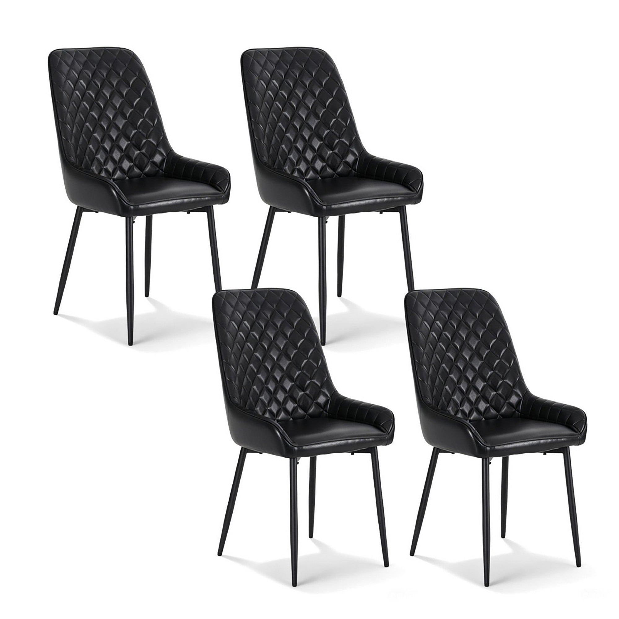 Artiss 4x Dining Chairs Retro PU Leather Kitchen Lounge Cafe Accent Chair Black-Furniture > Dining > Kitchen &amp; Dining Chairs-PEROZ Accessories