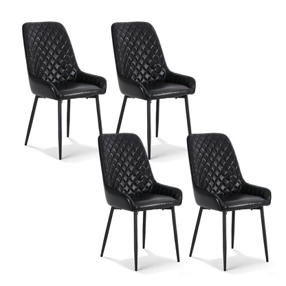 Artiss 4x Dining Chairs Retro PU Leather Kitchen Lounge Cafe Accent Chair Black-Furniture > Dining > Kitchen &amp; Dining Chairs-PEROZ Accessories