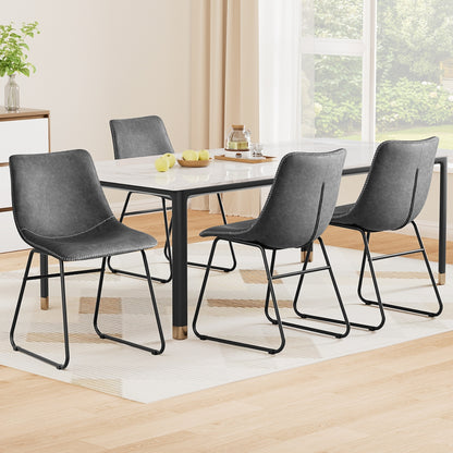 Artiss 4x Dining Chairs Retro PU Leather Kitchen Lounge Cafe Accent Chair Grey-Furniture > Dining > Kitchen &amp; Dining Chairs-PEROZ Accessories