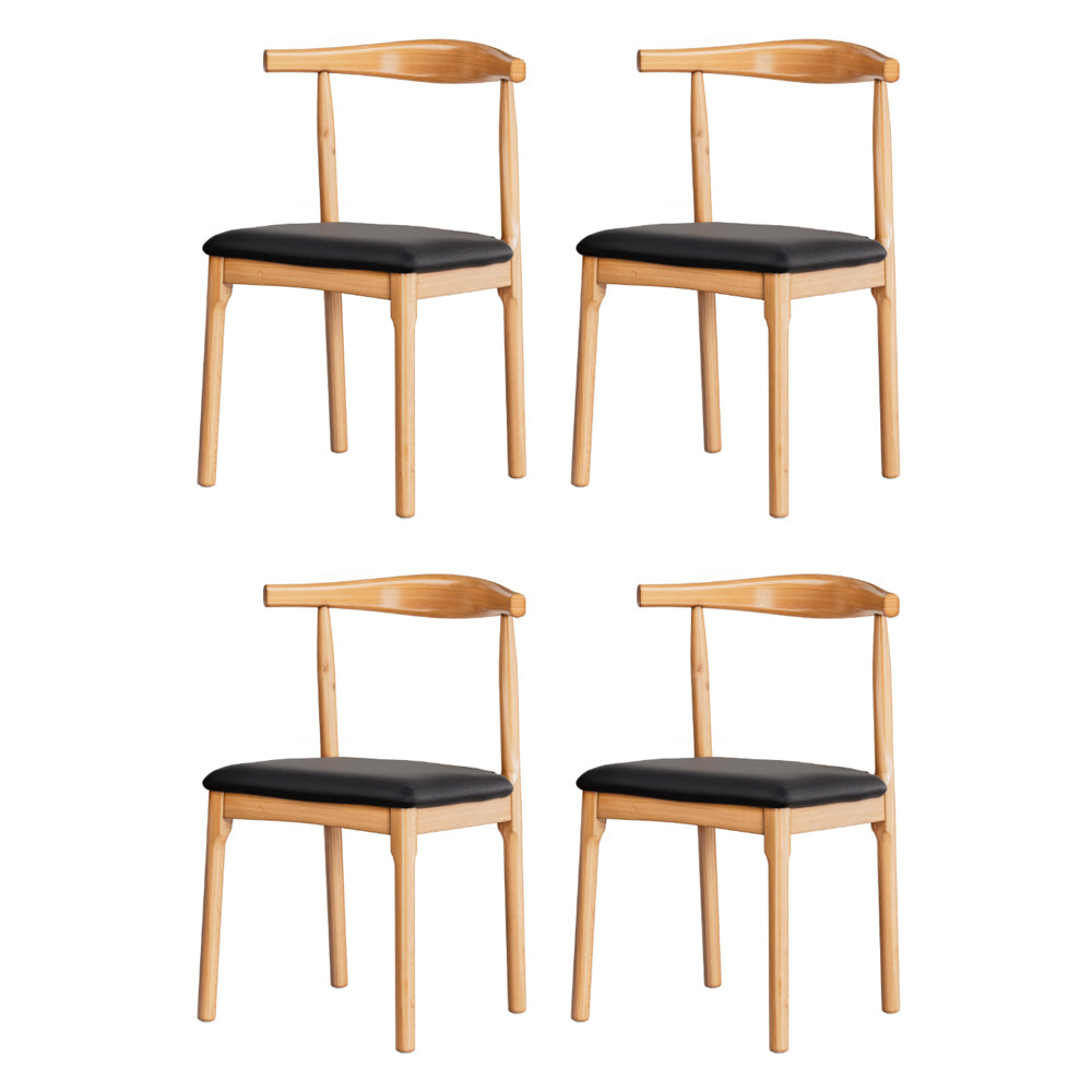Artiss 4x Dining Chairs Rubber Wood Leather Seat Black-Furniture > Dining > Kitchen &amp; Dining Chairs-PEROZ Accessories