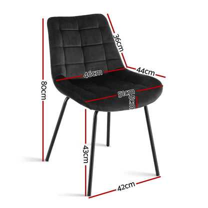 Artiss 4x Dining Chairs Velvet Tufted Kitchen Lounge Cafe Accent Chair Black-Furniture > Dining > Kitchen &amp; Dining Chairs-PEROZ Accessories
