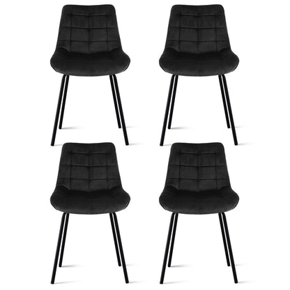 Artiss 4x Dining Chairs Velvet Tufted Kitchen Lounge Cafe Accent Chair Black-Furniture > Dining > Kitchen &amp; Dining Chairs-PEROZ Accessories