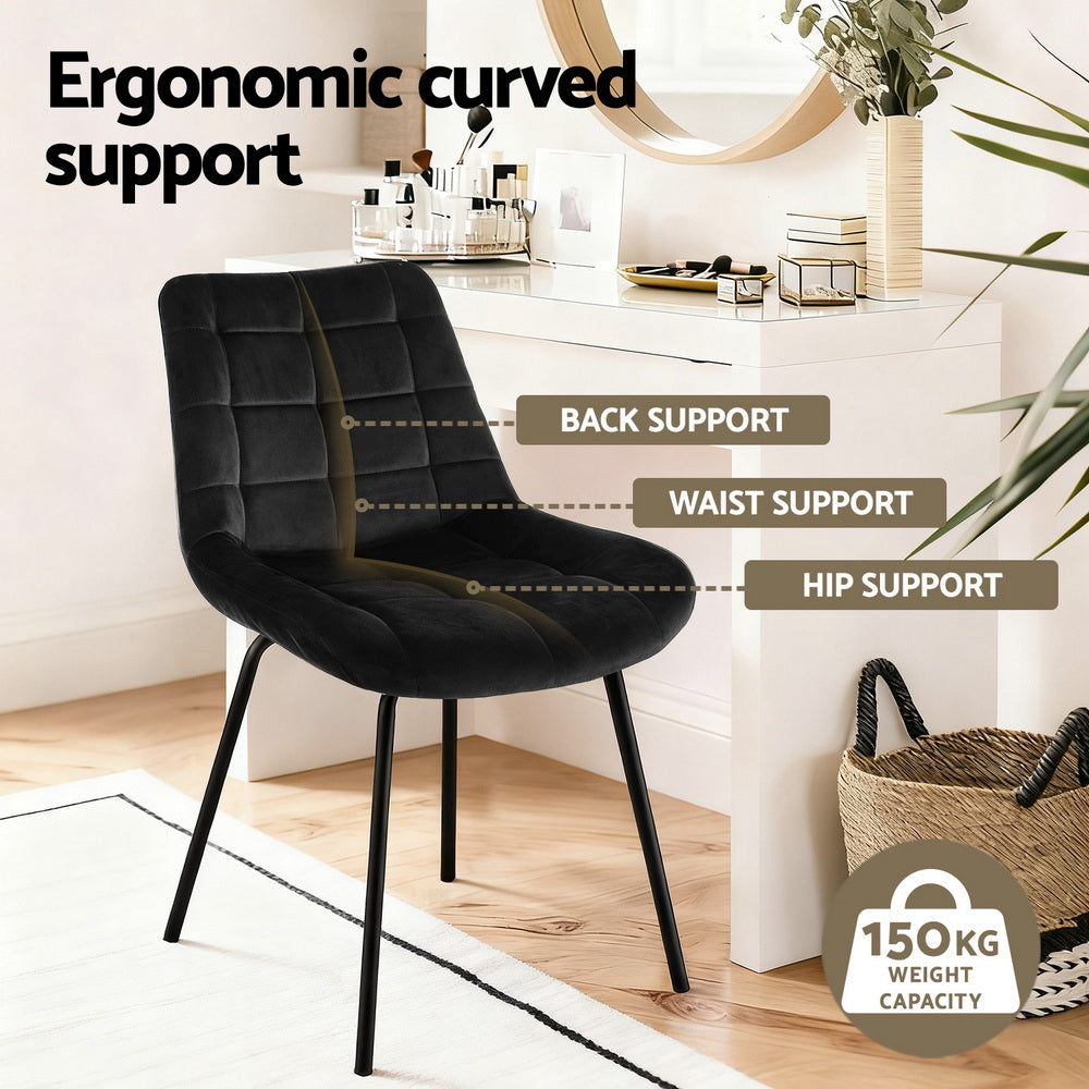 Artiss 4x Dining Chairs Velvet Tufted Kitchen Lounge Cafe Accent Chair Black-Furniture > Dining > Kitchen &amp; Dining Chairs-PEROZ Accessories
