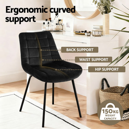 Artiss 4x Dining Chairs Velvet Tufted Kitchen Lounge Cafe Accent Chair Black-Furniture > Dining > Kitchen &amp; Dining Chairs-PEROZ Accessories