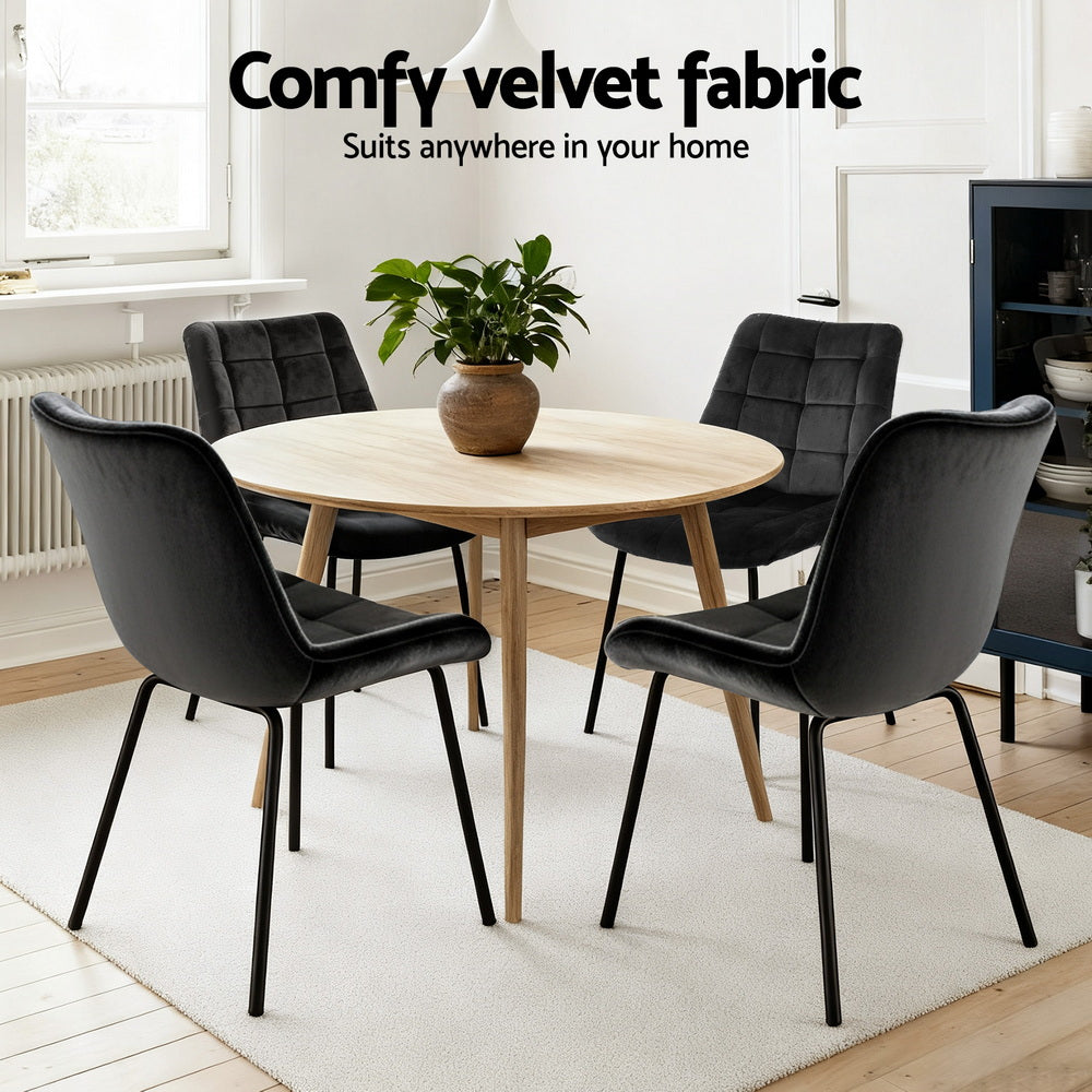 Artiss 4x Dining Chairs Velvet Tufted Kitchen Lounge Cafe Accent Chair Black-Furniture > Dining > Kitchen &amp; Dining Chairs-PEROZ Accessories