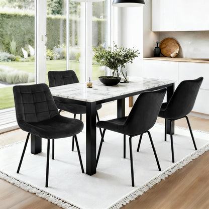 Artiss 4x Dining Chairs Velvet Tufted Kitchen Lounge Cafe Accent Chair Black-Furniture > Dining > Kitchen &amp; Dining Chairs-PEROZ Accessories
