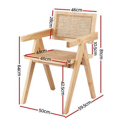 Artiss 4x Dining Chairs Wooden Rattan Seat Rubber Wood Frame-Furniture > Dining > Kitchen &amp; Dining Chairs-PEROZ Accessories
