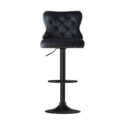 Artiss 4x Velvet Bar Stool Adjustable Height Nailhead Trim Kitchen Counter Stool-Furniture &gt; Bar Stools &amp; Chairs &gt; Table &amp; Bar Stools-PEROZ Accessories