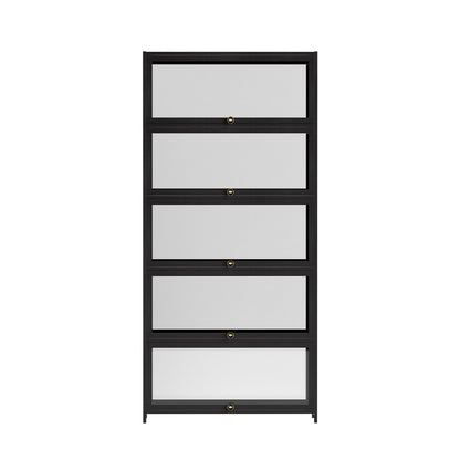 Artiss 5-Tier Display Cabinet Storage Bookshelf Clear Shelf Black-Furniture > Living Room > Bookcases &amp; Shelves-PEROZ Accessories