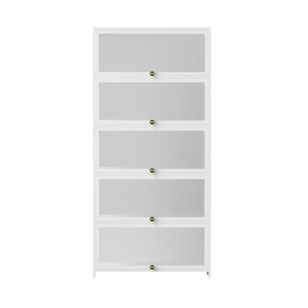 Artiss 5-Tier Display Cabinet Storage Bookshelf Clear Shelf White-Furniture > Living Room > Bookcases &amp; Shelves-PEROZ Accessories