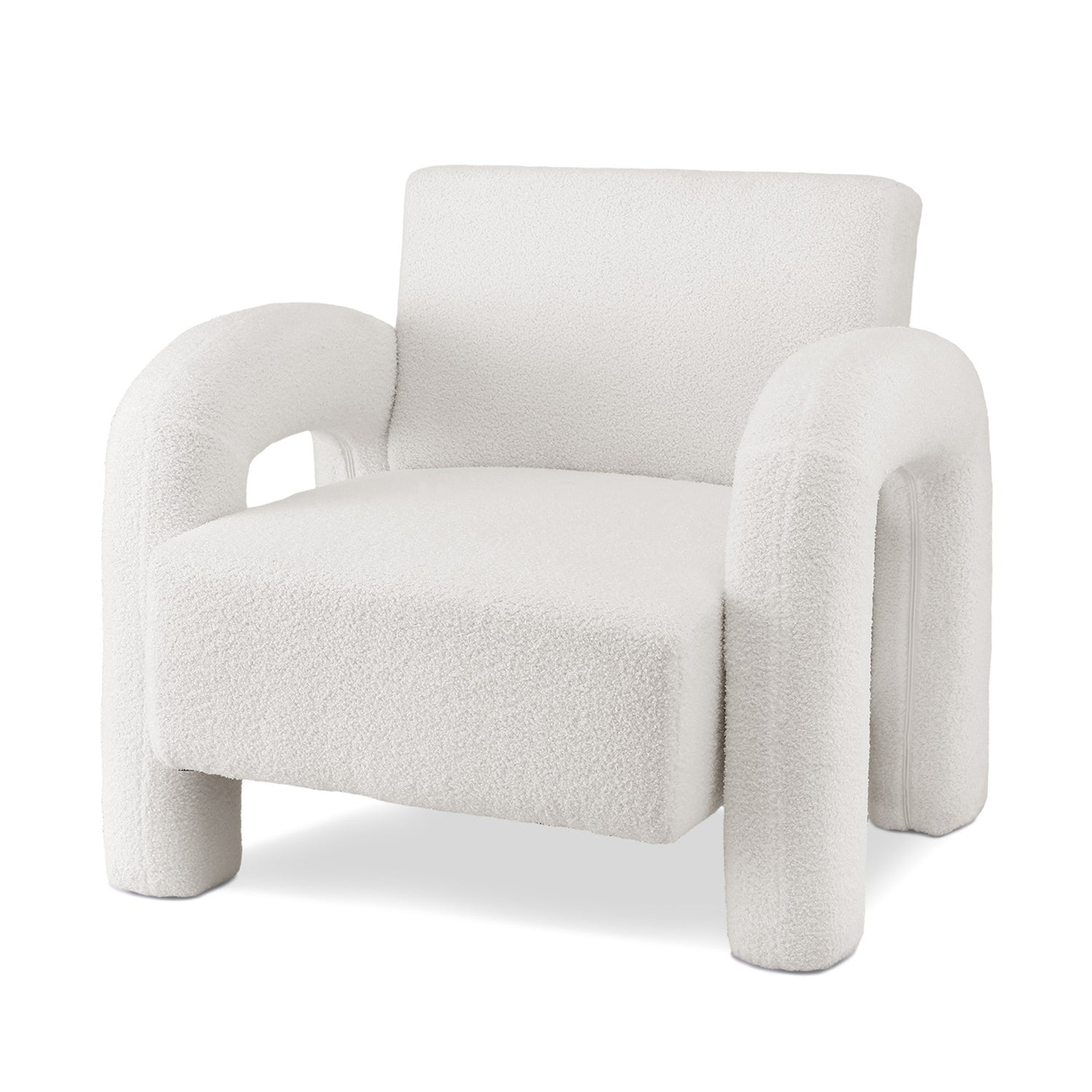Artiss Armchair Accent Chair Lounge Sofa Couch Curved Seat Boucle White-Furniture > Bar Stools &amp; Chairs > Arm Chairs &amp; Recliners-PEROZ Accessories