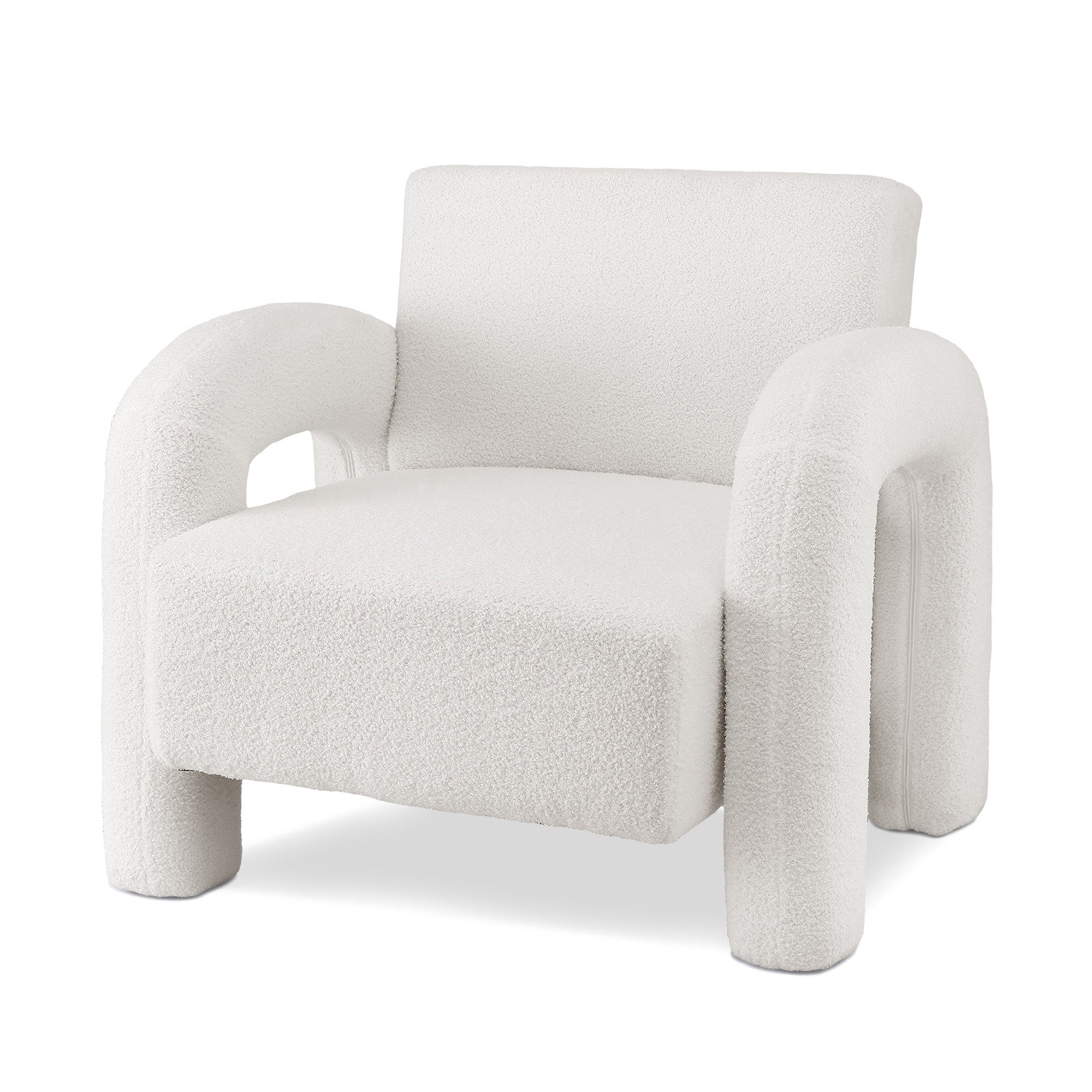 Artiss Armchair Accent Chair Lounge Sofa Couch Curved Seat Boucle White-Furniture > Bar Stools &amp; Chairs > Arm Chairs &amp; Recliners-PEROZ Accessories