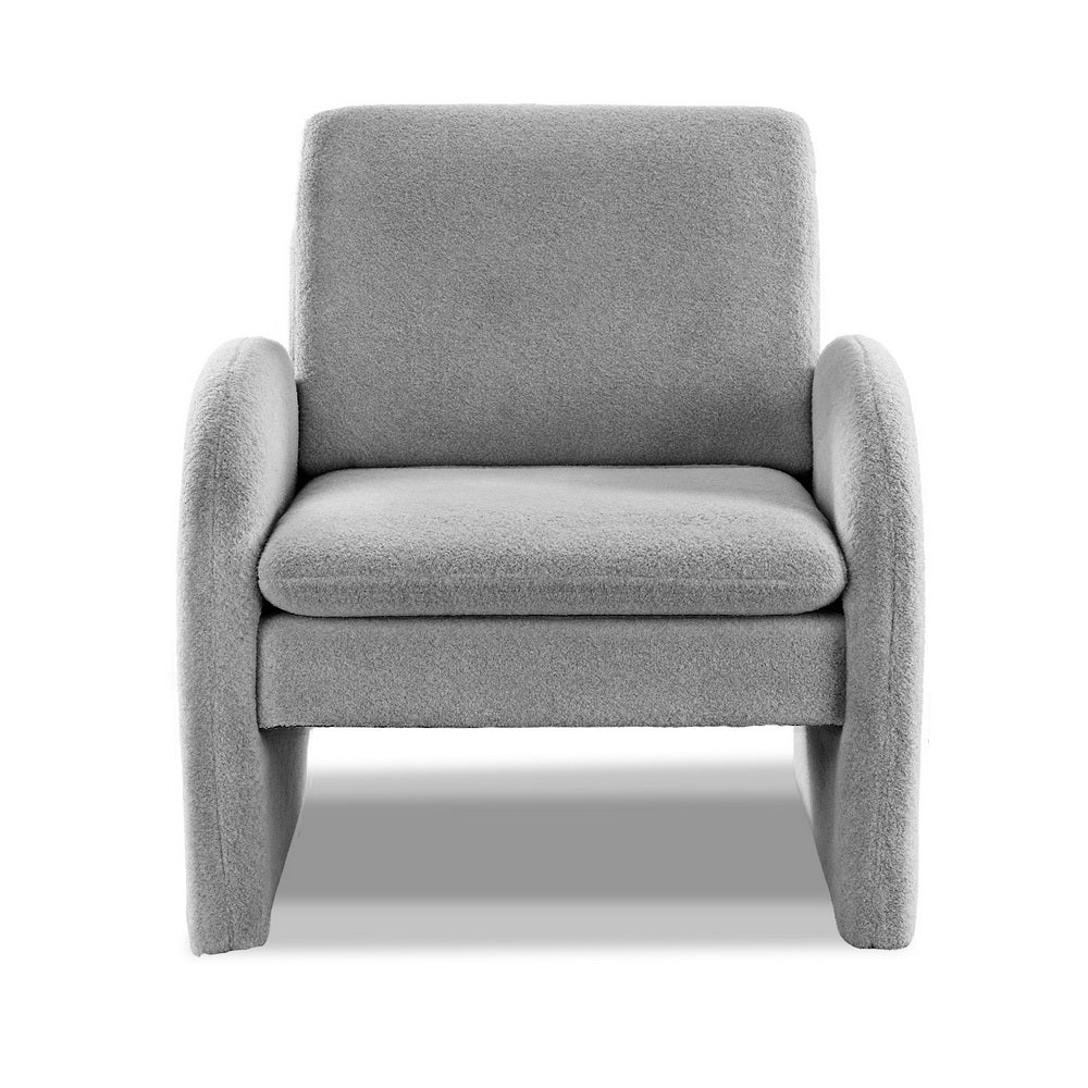 Artiss Armchair Accent Chair Lounge Tub Sofa Couch Curved Arm Seat Boucle Grey-Furniture > Bar Stools &amp; Chairs > Arm Chairs &amp; Recliners-PEROZ Accessories