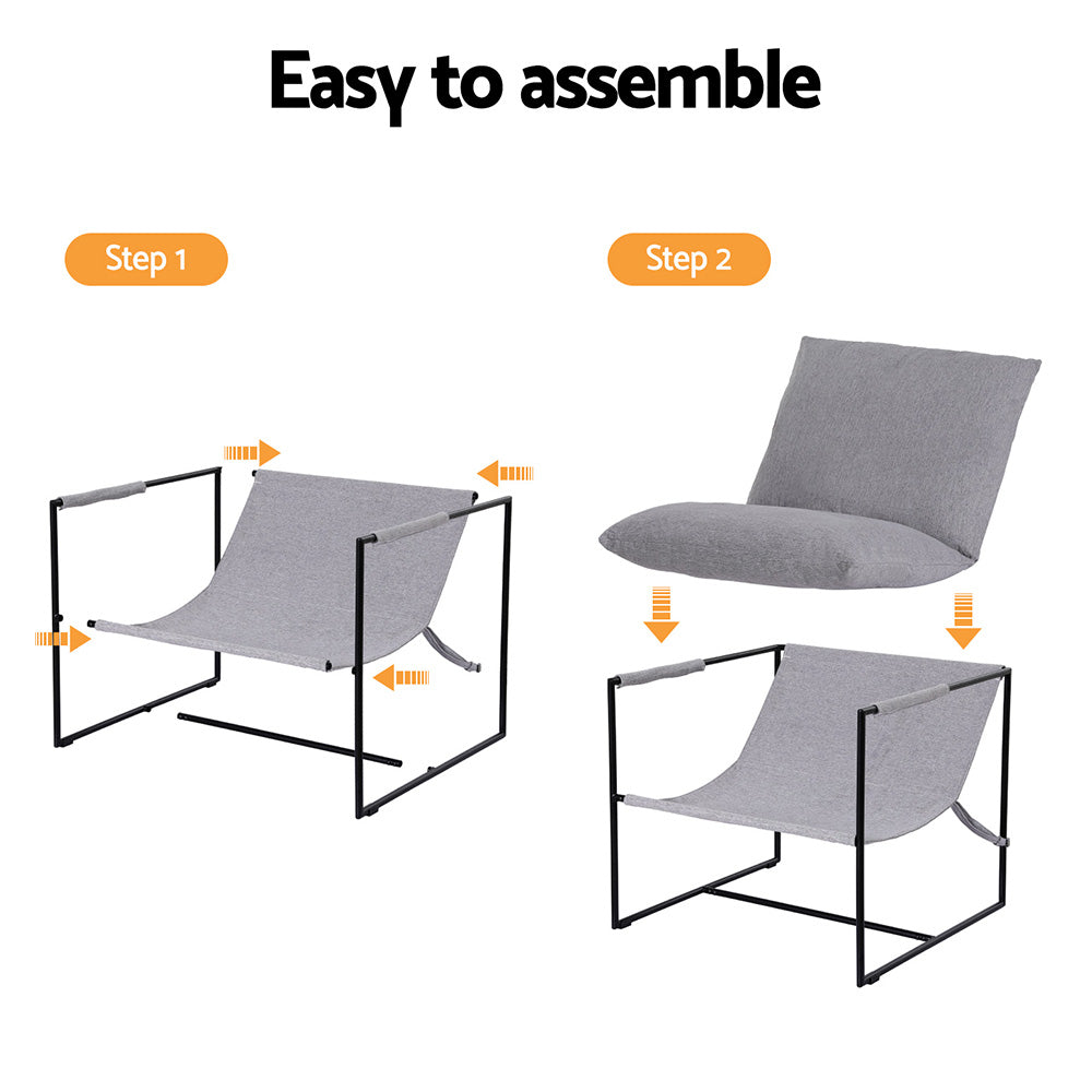 Artiss Armchair Lounge Chair Sling Grey-Furniture > Bar Stools &amp; Chairs > Arm Chairs &amp; Recliners-PEROZ Accessories
