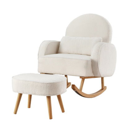 Artiss Armchair Rocking Chair Ottoman Lounge Footrest Round Nursing Boucle White-Furniture > Bar Stools &amp; Chairs > Arm Chairs &amp; Recliners-PEROZ Accessories