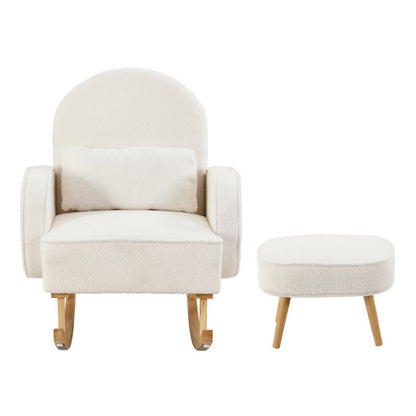 Artiss Armchair Rocking Chair Ottoman Lounge Footrest Round Nursing Boucle White-Furniture > Bar Stools &amp; Chairs > Arm Chairs &amp; Recliners-PEROZ Accessories