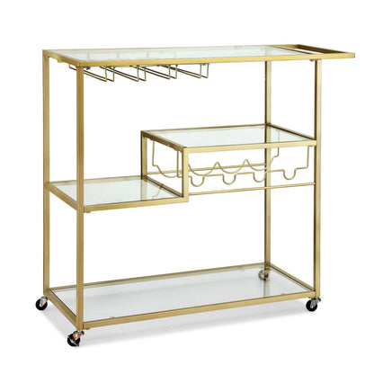 Artiss Bar Cart Drink Trolley Serving Cocktail Wine Rack Glass Holder 102cm Gold-Furniture > Dining > Kitchen &amp; Dining Trolleys-PEROZ Accessories